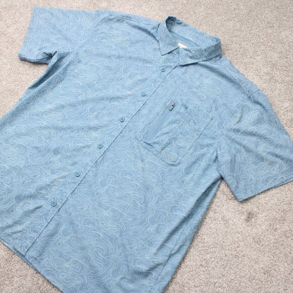 Gillz Shirt Mens Large Blue Geometric Polyester Stretch Fishing Long Sleeve - Picture 4 of 16
